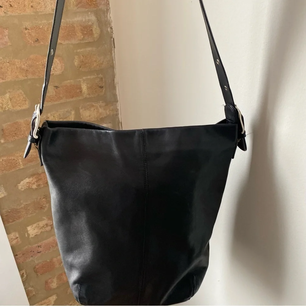 Black Leather Shoulder Bag Crossbody Bag real leather Eddie Bauer